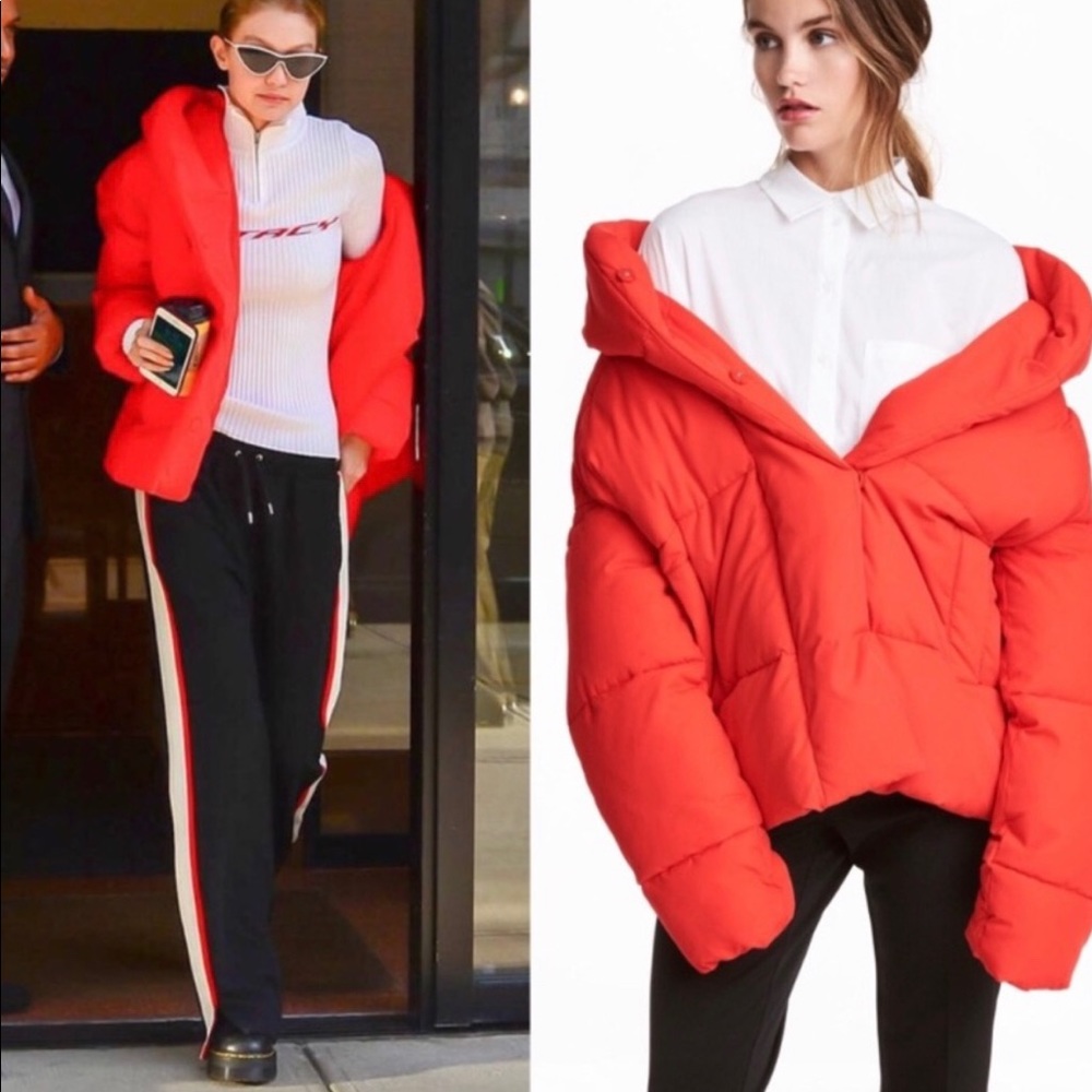 H&M red padded puffer with hood - Picture 4 of 5
